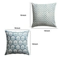 thumbnail image 5 of 18 x 18 Square Cotton Accent Throw Pillow, Floral and Chevron Patterns, Set of 2, White, Blue- Saltoro Sherpi, 5 of 7