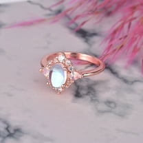 Moonstone Opal Inlaid Ring For Women Goose Egg Bronze Tone Elegant Fashion Jewelry Statement With Fine Craftsmanship