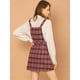 thumbnail image 5 of Vestido Con Botones De Tartán De Cuadros Escoceses Para Mujer Borgoña XL, 5 of 7