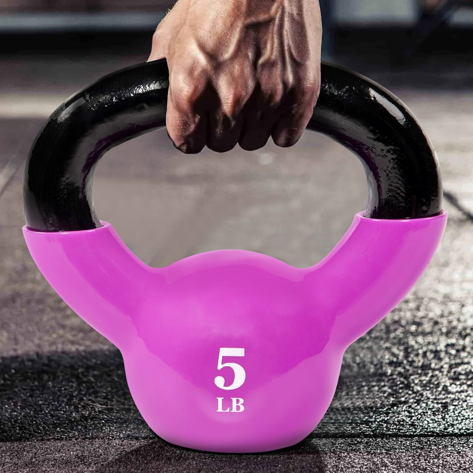BalanceFrom All-Purpose Color Vinyl Coated Kettlebells, 5 lbs