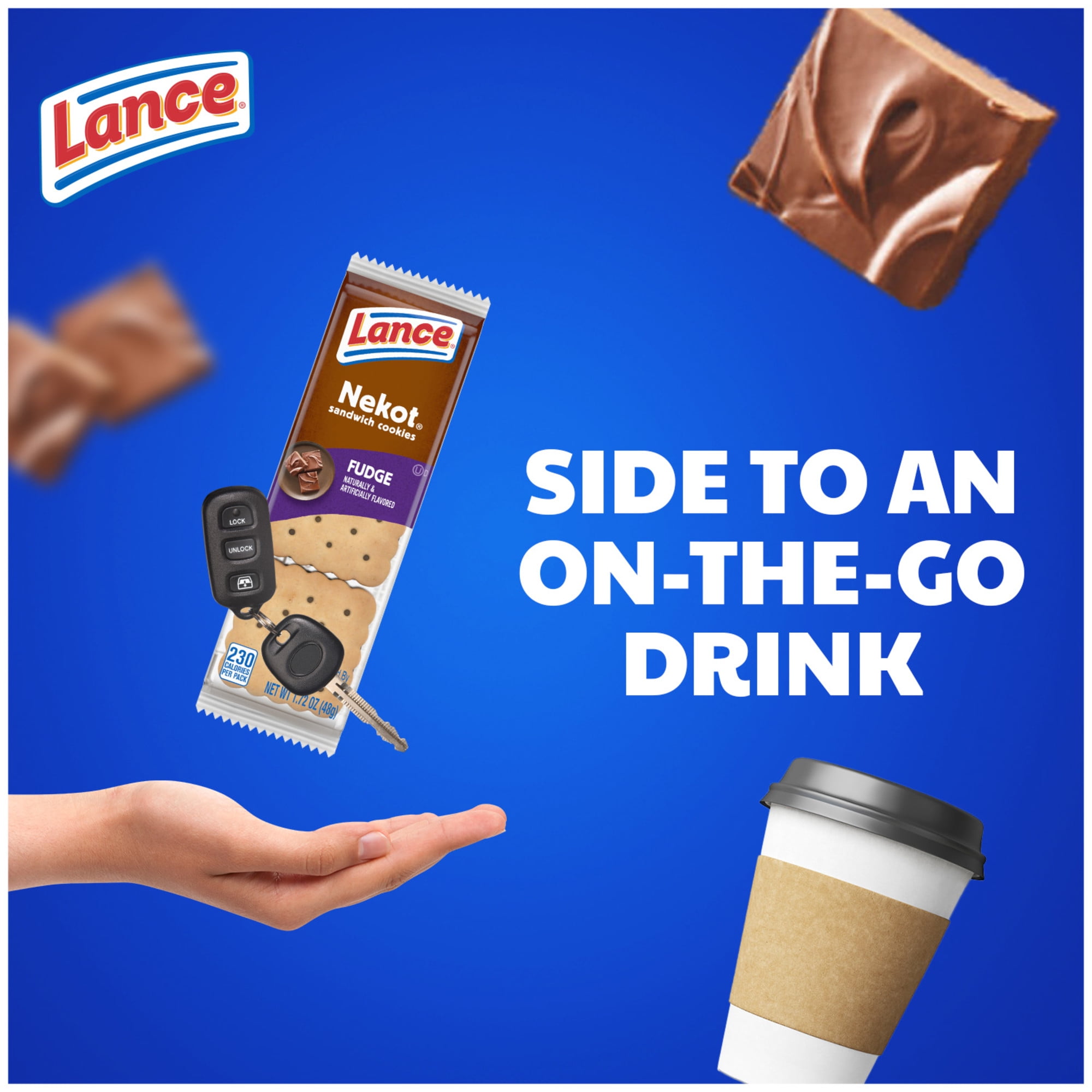 Lance Sandwich Cookies, Nekot Fudge, 10 Individually Wrapped Packs, 6 Sandwiches (Pack of 4)