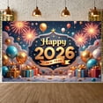 thumbnail image 5 of Golden Stars Happy New Year Banner Colorful Balloons 2026 Banner Fireworks Design Gift Boxes New Year Decoration Banner for New Year Party Family Gathering Company Annual Meeting, 5 of 9