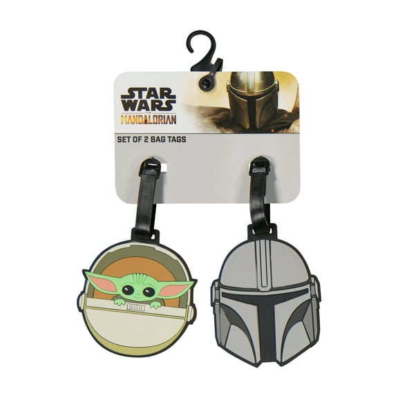 Star Wars The Mandalorian 2-Piece Suitcase ID Tag Set with Adjustable Straps, Grogu and Mando, Multi, One Size