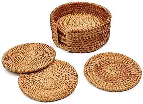 Kinds Round Bamboo Coaster Tea Rattan Mat Insulation Natural Table Kitchen Carft 