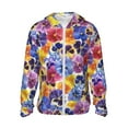 thumbnail image 2 of Uemuo The Garden Tricolor Pansy Flower Pattern Women's Full Zip UPF 50+ Sun Protection Hoodie Jacket Long Sleeve Sun Shirt Hiking Outdoor Performance with Pockets-Medium, 2 of 9
