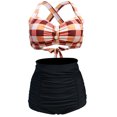 thumbnail image 3 of Conjunto de bikini bandeau para mujer, bañador sexy de cintura alta, traje de baño push up, tankini retro con cuello halter y relleno, 3 of 6
