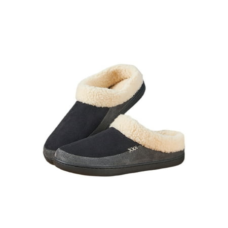 

Crocowalk Unisex Non-slip Plush Lining House Shoes Indoor Outdoor Slip On Moc Clogs Cozy Slippers Black 12-12.5