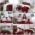 thumbnail image 5 of Christmas Tree Comforter Set California King Size, Snowman Winter Snowflakes Red Black Plaid Soft Bedding Set for Man Woman, 4 Pieces Duvet Cover Set with Fitted Sheet, 2 Pillowcases, 5 of 9