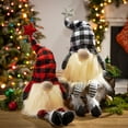 thumbnail image 2 of Gerson Set of 2, 26.78-in H Lighted Plush Plaid Holiday Gnome Shelf Sitter with Timer, 2 of 2