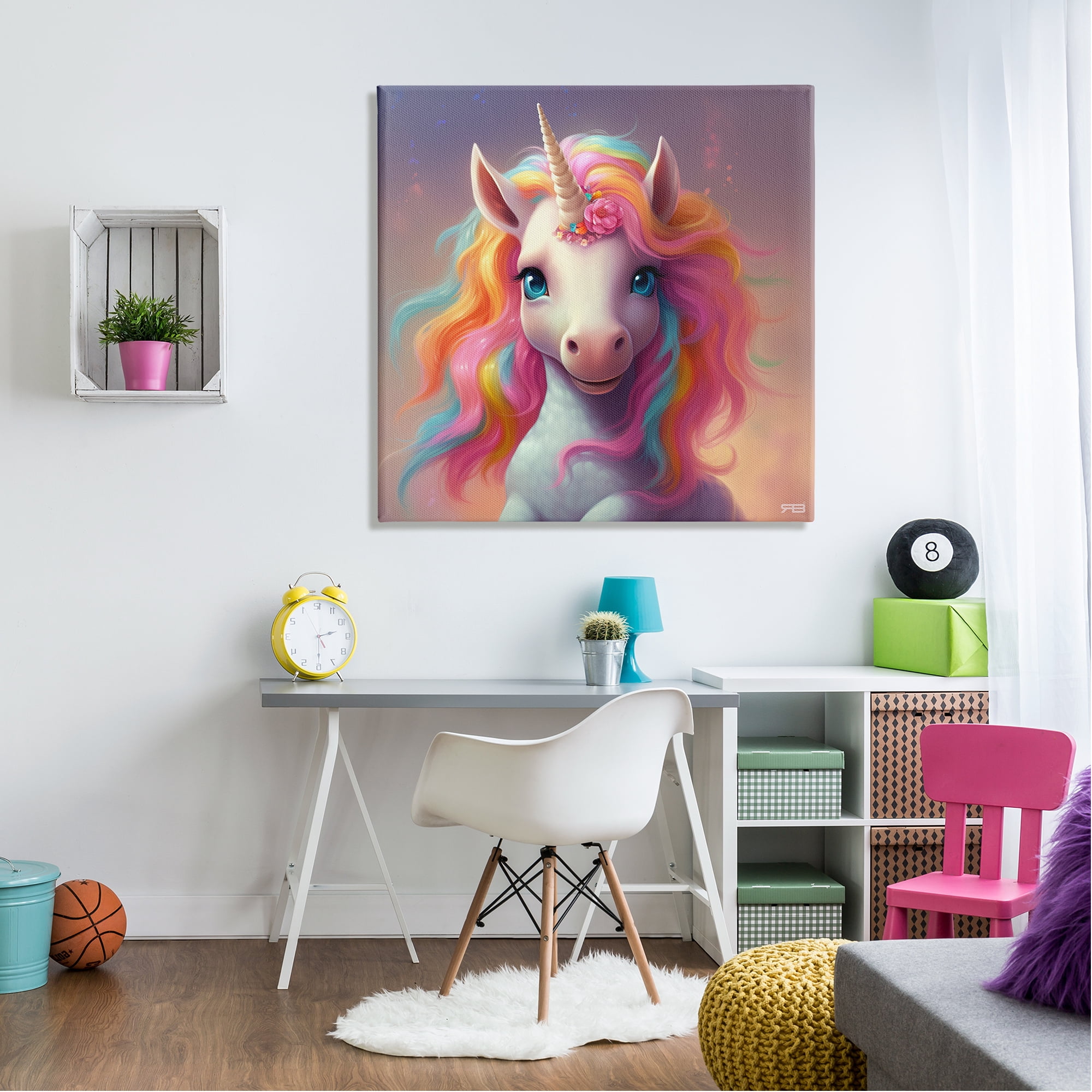 Stupell Industries Happy Baby Unicorn Fairy Tales & Fantasy Painting Gallery Wrapped Canvas Art Print Wall Art, 36 x 36