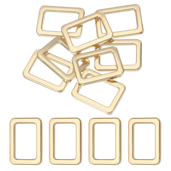 8pcs Metal Flat Rectangle Ring, 19mm(3/4inch) Metal Rectangular Buckle Rings Square Strap Webbing Loop for Bag Belt Purse DIY Craft, Light Gold