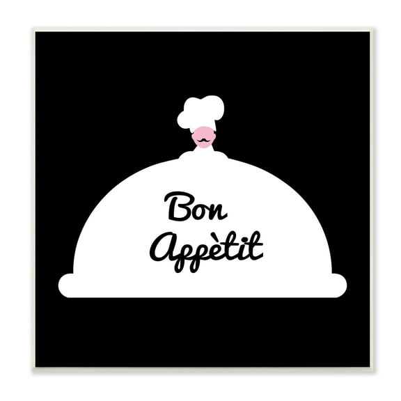 Stupell Industries Bon Appetit Phrase Mustache Chef Modern Design Food & Beverage Painting Unframed Art Print Wall Art, 12 x 12