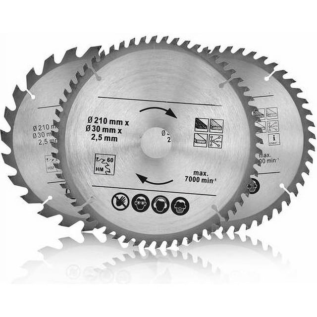 Hoja de sierra circular para tableros de partículas Dinheiro 210 mm x 30 mm 24/48/60 dientes para madera, laminado, MDF, aluminio, plástico, parquet, rodapiés y cobre - Para serrar con sierra