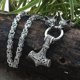 thumbnail image 4 of Collar de acero inoxidable con cabeza de lobo de Thor Mjolnir, colgante de martillo de Thor vikingo nórdico, cadena de rey, collar de amuleto vikingo, regalos vikingos, 4 of 5