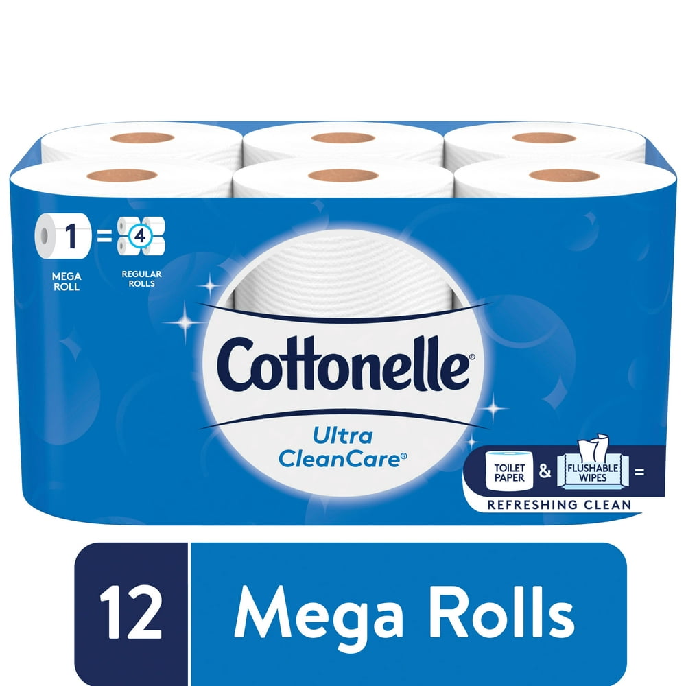 Cottonelle Ultra CleanCare Strong Toilet Paper, 12 Mega Rolls - Walmart ...