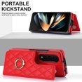 thumbnail image 7 of ELEHOLD Luxury Wallet Case for Samsung Galaxy Z Fold 3, Faux Leather Non-Slip Grip Ring Holder Flip Kickstand Card Cash Slot Shockproof Protection Case for Samsung Galaxy Z Fold 3 ,Red, 7 of 7