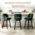 thumbnail image 6 of CRERIYO 360°Swivel Bar Stools Set of 2, Upholstered Linen Kitchen Island Chairs with Low Back, Thick Padded Seat and Circular Footrest, Green, 6 of 8