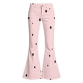 thumbnail image 4 of Spazoro Girls Flare Pants with Pockets, Flare Leg Star Print Button Closure Loose Fit Zip Up Casual Bell Bottom Trousers Pink Size 8-9, 4 of 9