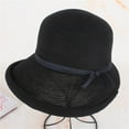 thumbnail image 4 of Sombrero de paja de verano para mujer, sombrero de pescador con lazo rizado simple, sombrero protector solar para mujer, 4 of 5