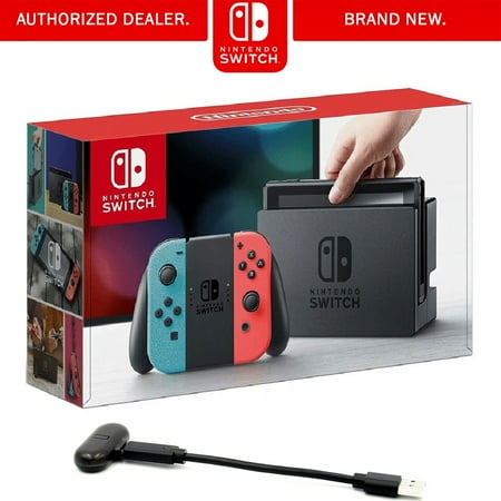 Professional Audio Console - Nintendo Switch 32 GB Console with Neon Blue and Red Joy-Con and Nintendo Switch USB Type-C Bluetooth Audio Transmitter