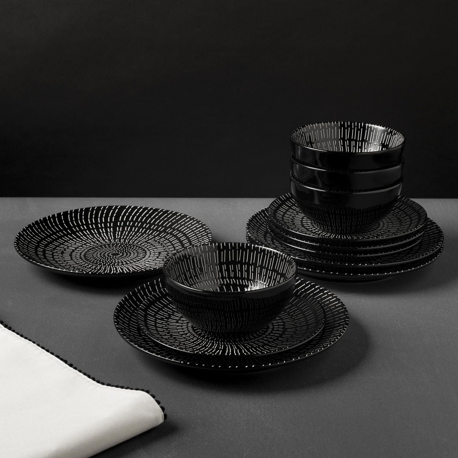 Thyme & Table, Maddox Collection, 12-Piece Stoneware Dinnerware Set