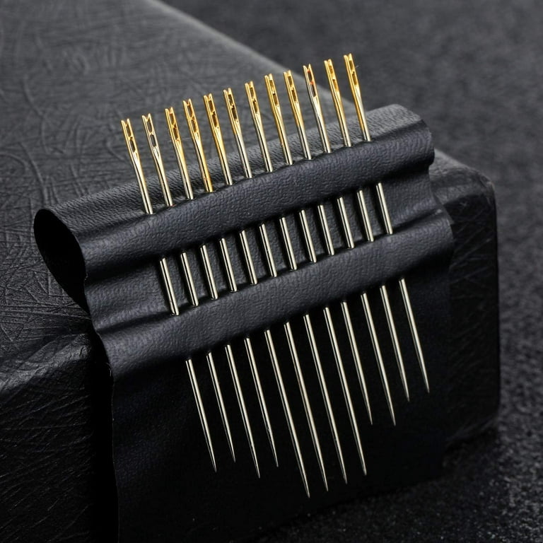 24 PCS Self Threading Needles, Big Eye Hand Sewing Needles Embroidery  Needle for DIY Craft with Vintage Sewing Needles Holder Storage Case