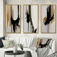 thumbnail image 1 of Designart "Minimalism in Gold I" Abstract Framed Wall Art Set Of 3 - Black Modern Frame Canvas Set For Living Room Decor, 1 of 6