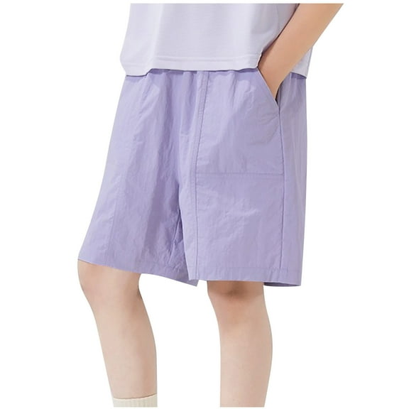Plebaso Boys Girls Summer Shorts Knee Length Lightweight Hiking Shorts Casual Outdoor Shorts with Pockets