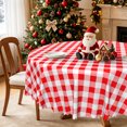 thumbnail image 2 of Nanqianyi 60" Round Red White Check Tablecloth,Farmhouse Style Table Cover for Christmas Gathering, 2 of 4