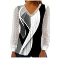 thumbnail image 2 of BEFOKA Graphic Shirts for Women V Neck Long Sleeve Tunic TShirt Lace Print Sweatshirt Pullover Top 2025 Basic Blouse Tees Top Fall Outfits Loose Fits Plus Size S_XXXL, 2 of 5