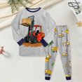 thumbnail image 2 of NOLDARES Kids Pajamas Sets Boys Girls 2-Piece Sleepwear Set Cotton Long Sleeve Casual Kids Clothes,Grey,4-5 Y, 2 of 5