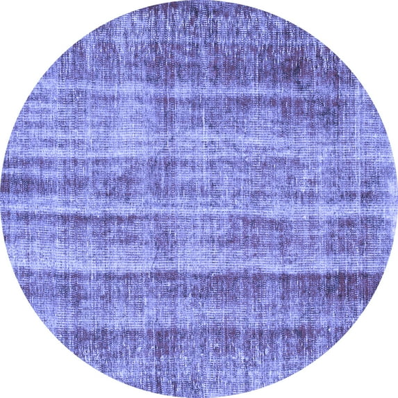 Ahgly Company Machine Washable Indoor Round Abstract Blue Contemporary Area Rugs, 7' Round