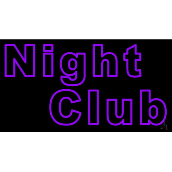 Purple Block Night Club LED Neon Sign 13 x 24 - inches, Clear Edge Cut Acrylic Backing, with Dimmer - Bright and Premium built indoor LED Neon Sign for Bar decor.