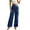 bleu, variante sur Zulora Pantalon Cargo en Satin pour Femme - Taille Haute à Jambe Grand avec Poches à Rabat, Ceinture Élastique pour Tenue Décontractée, de Bureau et de Soirée