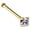 Yellow Gold - 2mm stone, variant on 22G Solid 14Kt Gold Nose Bone Stud with Prong Set real Tanzanite Gemstone, 14kt Yellow Gold or 14kt White Gold - December Birthstone Nose Ring-NBWG_TZN-1.5MM