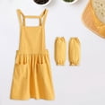 thumbnail image 1 of Ropa de cocina de algodón de algodón de catering de delantal, delantal para mujeres para mujeres para el proyecto de bricolaje para la artesanía de Amarillo, 1 of 8