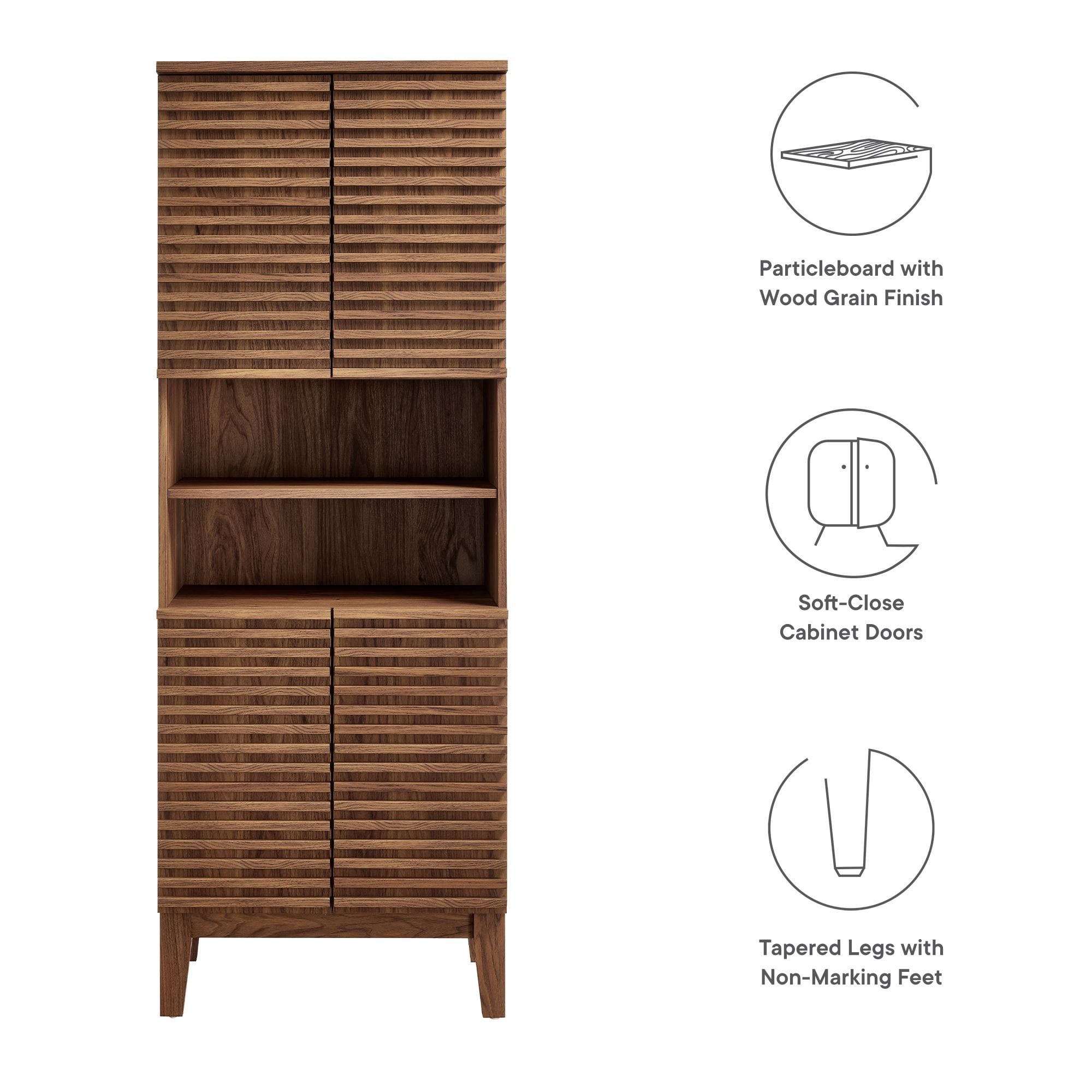 Render Tall Bathroom Storage Cabinet in Walnut