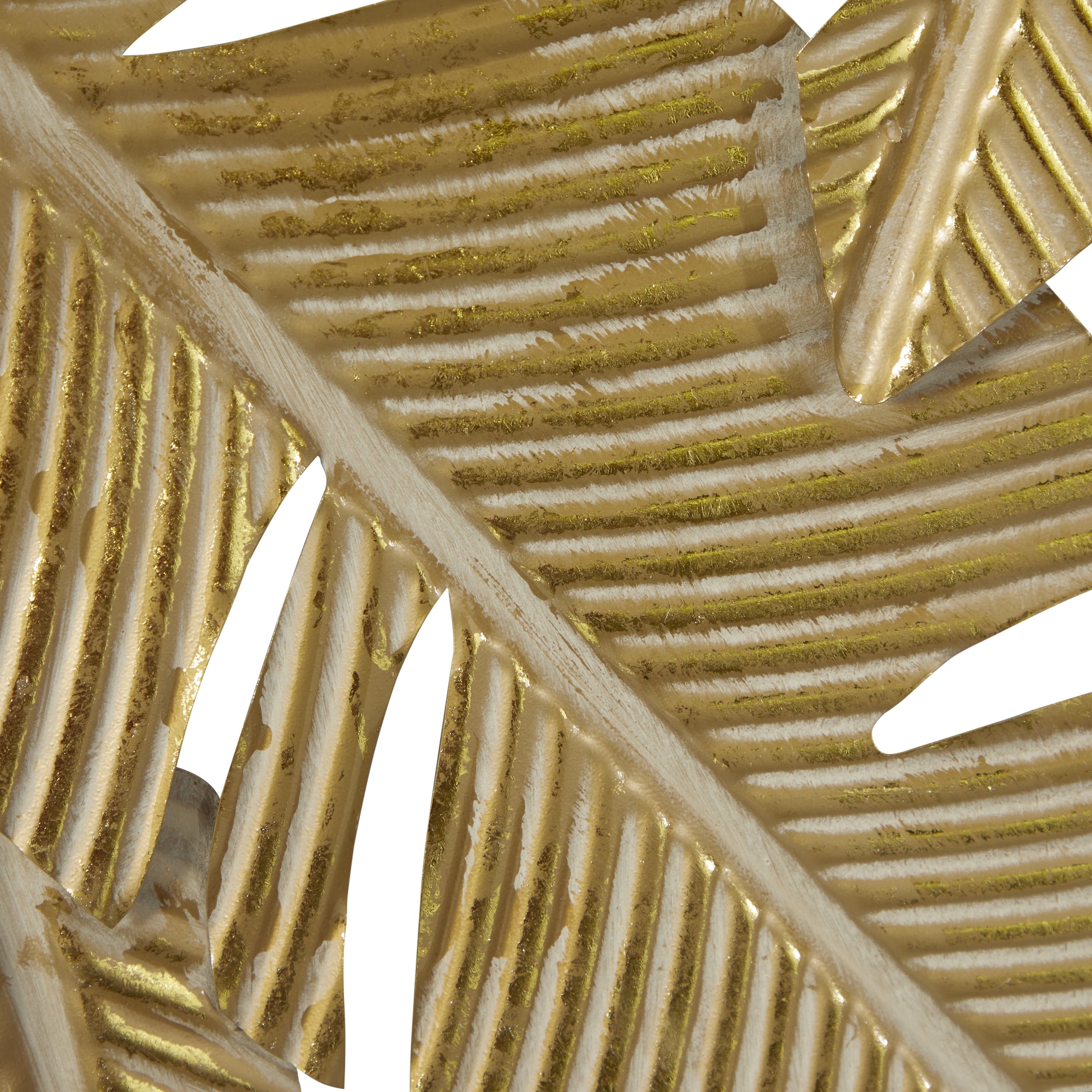 DecMode Contemporary Metal Banana Leaves Wall Décor, Set of 2 13"W x 34"H with Stained Yellow and Gold Finish