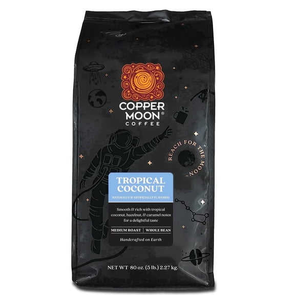 Copper Moon Whole Bean Coffee, Medium Roast, Tropical Coconut Blend, 5 lb Bag