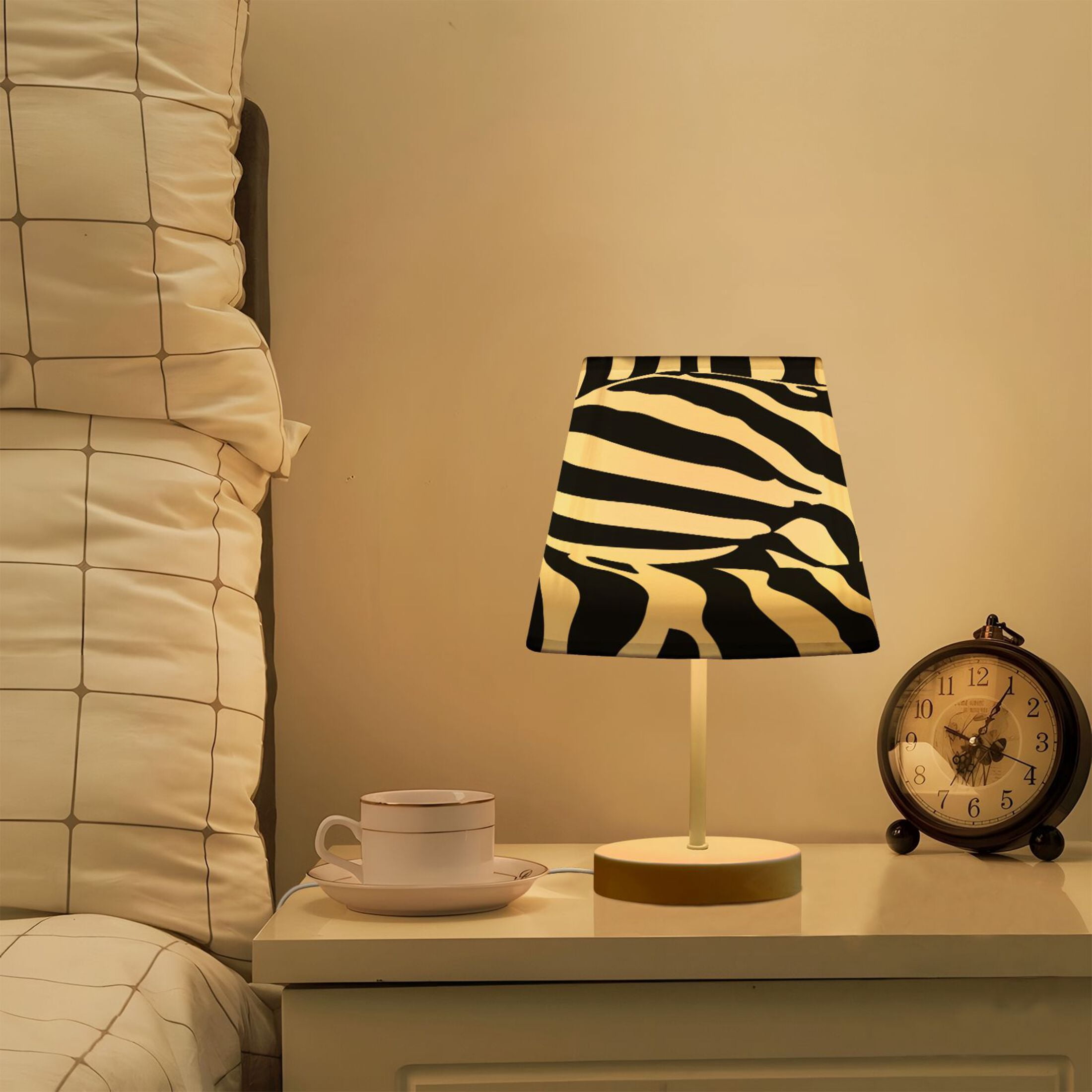 Zebra Stripe Desk Lamp LED Table Nightstand Lamps with 3 Color Temperatures for Home Bedroom Living Room Decor 6x11