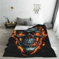 thumbnail image 5 of Honeii Flame Metal Skull Print Fleece Blanket - Throw Blanket for Bed, Sofa, Couch, Camping, and Travel , Microplush Ultra Soft Warm Blanket-40"x30", 5 of 7
