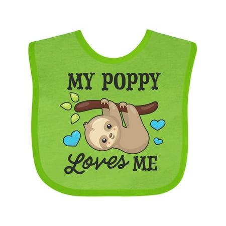 

Inktastic My Poppy Loves Me with Sloth and Hearts Gift Baby Boy or Baby Girl Bib
