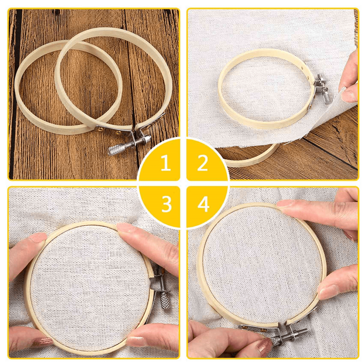 80 Pieces 3 Inch Bamboo Embroidery Hoops Round Wooden Circle Hoop Round Ring for Art Craft Handy Sewing