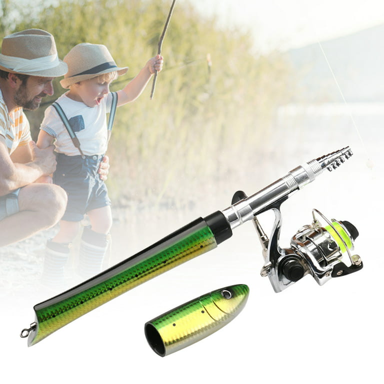 Cheers.US 1.4m Portable Mini Fish Shape Telescopic Fishing Rod Spinning  Casting Reel and Reel Combos Kit