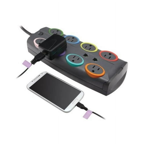 Kensington K62690NA Smartsockets Standard Adapter 8 Outlets, 2490 Joules, Pack Of 3