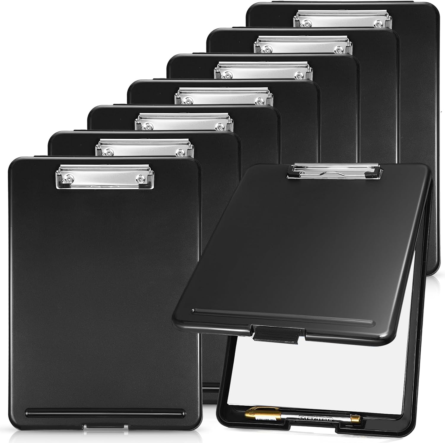 24 Pcs Clipboard with Storage Plastic Foldable Nursing Clipboard Storage with Pen Holder 9. 5 x 13. 4 Inch Foldable Clip Board with Low Profile Clip for Student Teacher Nurse Office Supplies