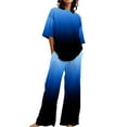 thumbnail image 2 of Ensembles de Pyjama pour Femmes Adapté Été Col Rond Manches Courtes Imprimé Floral Haut Chemise avec Pantalon Grande Taille 2 Ensemble L, 2 of 5