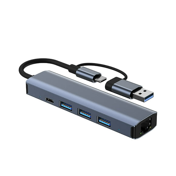 Kabnic Usb C Hub Multiport Adapter Usb 3.0 to Ethernet Adapter 5 in 1 Multiport Hub with Gigabit and Type-C Power Port Lan Network Adapter Laptop Pc and More