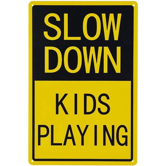 -Slow Down Kids Playing Signs | Children at Play Yard Sign -12 x 8 Warning Sign. A Real Sign