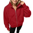 thumbnail image 5 of Ruyang Kids Zip Up Hooded Sweatshirt Long Sleeve Jacket Pockets Loose Coat Fall Warm Outerwear for Girls, 5 of 7